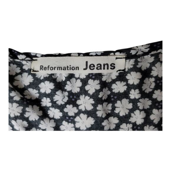Reformation Jeans Black & White Daisy Floral Print Midi Dress Women's Size Small - Picture 6 of 11